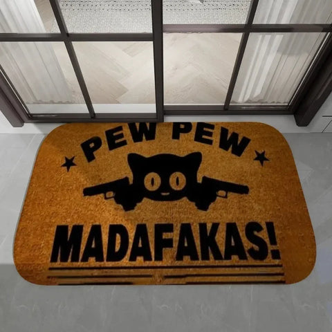 Navak Carpet Daily Picks Disney Dark Cat Welcome Madafakas Bodenmatte, Eingangstürmatte, rechteckig, weiche Badmatte für die Vordertür, für drinnen und draußen