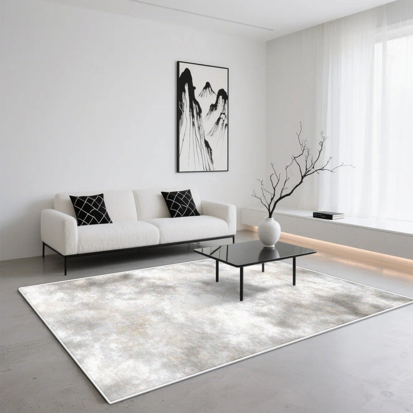 Navak Teppich Abstrakter Kunststil TEPPICH FÜR WOHNZIMMER Leichte Luxusdekoration Zuhause Rutschfester waschbarer Teppich Minimalismus Schlafzimmer Flauschige weiche Matten