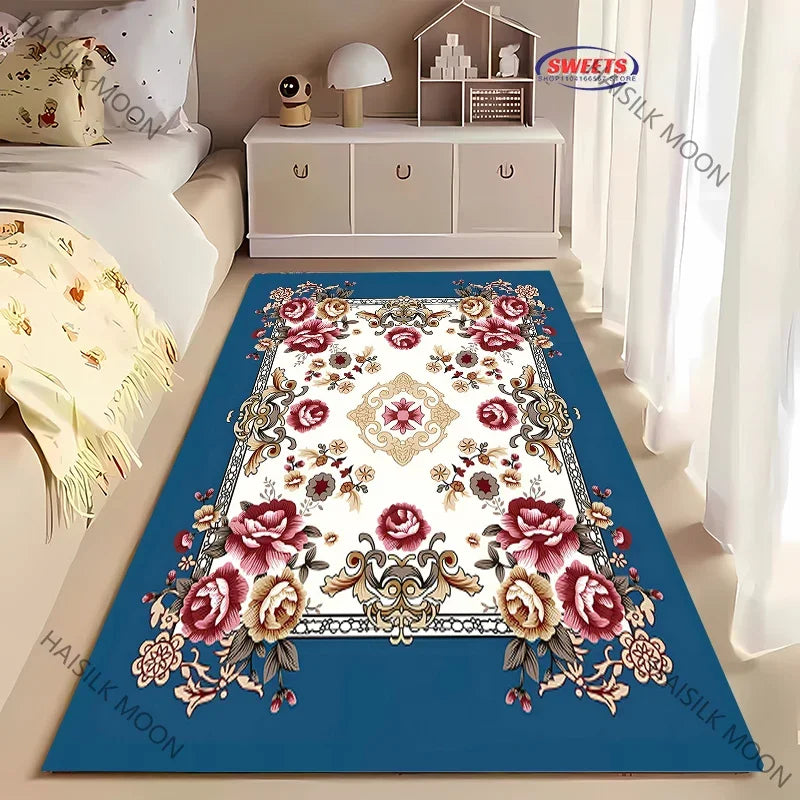 Navak Carpet 1PC Royal Luxury Style Flowers Printed Carpet Living Room Bedroom Sofa Office Large Area Decorative Mat Multi-Size Luxury Gifts