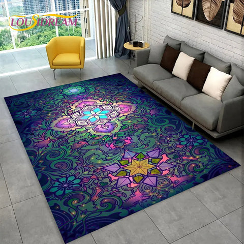 Navak Carpet Bohemia Mandala Geometrischer Teppich, Teppich für Zuhause, Wohnzimmer, Schlafzimmer, Sofa, Fußmatte, Küchendekor, rutschfeste Fußmatten für Kinder