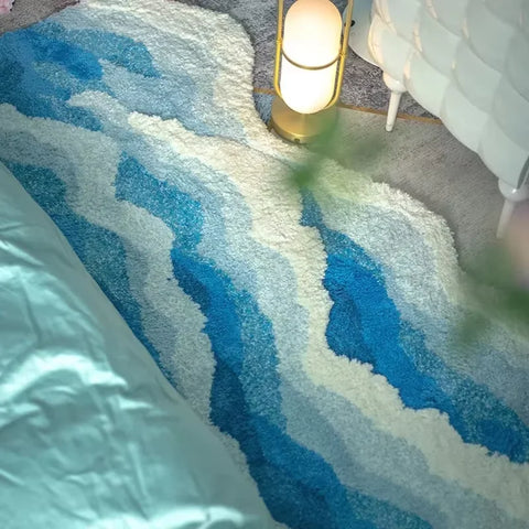 Navak Carpet Exclusive Picks Verbessertes Material Wave Kreativer rutschfester Badezimmerteppich Ozean Schlafzimmer Nachttisch Teppich Wohnzimmer Küchenmatte Wohnkultur