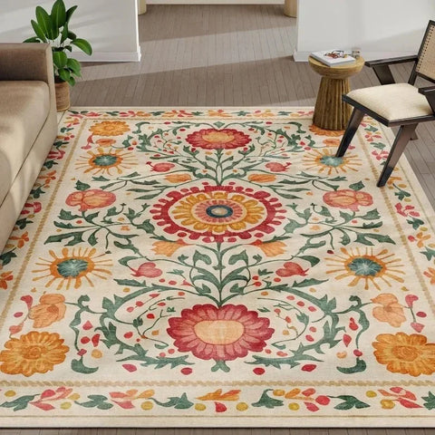 Navak Teppich, Retro-Blumendruck, Teppiche für Wohnzimmer, Couchtisch, Sofa, Dekoration, Schlafzimmer, rutschfest, waschbar, Bodenmatte für die Garderobe