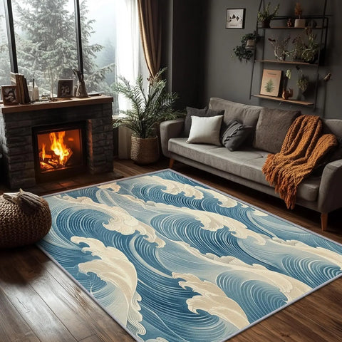 Navak Carpet Great Wave Teppich – Japanischer Hokusai-Teppich, Ozeanwellen-Teppich, asiatischer Orientteppich – Tolles Wohndekor