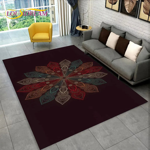 Navak Carpet Bohemia Mandala Geometrischer Teppich, Teppich für Zuhause, Wohnzimmer, Schlafzimmer, Sofa, Fußmatte, Küchendekor, rutschfeste Fußmatten für Kinder
