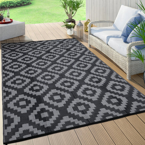 Navak Teppich, Outdoor-Teppich, Kunststoff-Strohteppich, moderner geometrischer wasserdichter Teppich, wendbare Outdoor-Bodenmatte für Terrasse, Veranda, Hinterhof, Picknick, Campi
