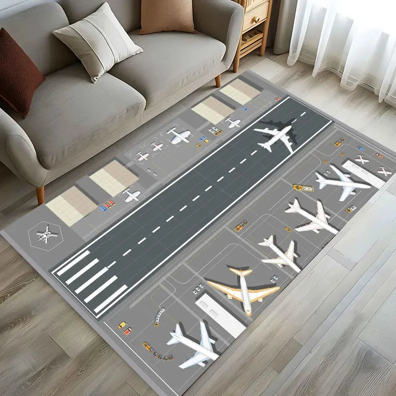 Navak Carpet Runway Airport Decor Rug Plane Apron Rug Kids Room Rug Boys Room Decor Playing Mat Birthday Gift Popular Area Floor Rug