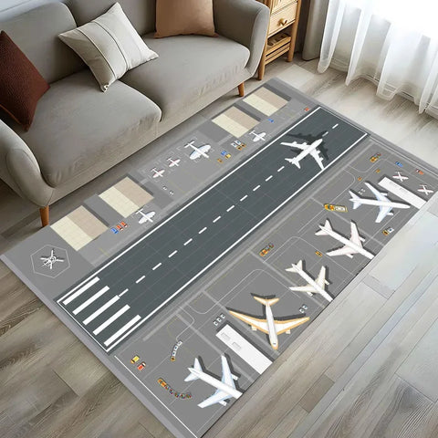 Navak Carpet Runway Airport Decor Rug Plane Apron Rug Kids Room Rug Boys Room Decor Playing Mat Birthday Gift Popular Area Floor Rug
