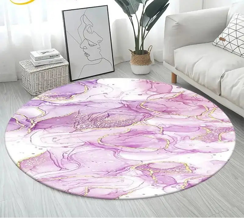 Navak Carpet Nordic Colour Green Gold White Marble Round Carpet Balcony Floor Mat Bathroom Living Room Home Yoga Coffee Mats Home Decor Rug