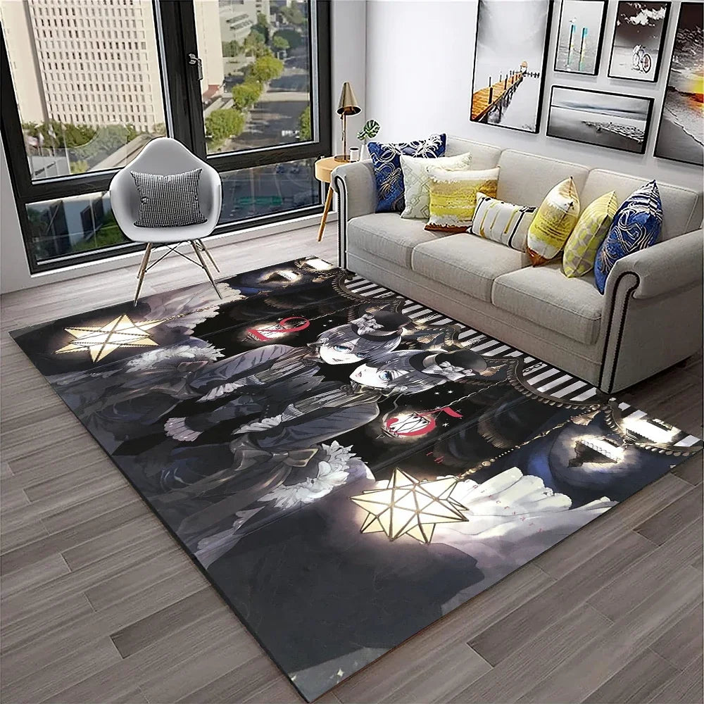 Navak Teppich, 3D-Anime, Black Butler, Cartoon-Teppich für Zuhause, Wohnzimmer, Schlafzimmer, Sofa, Fußmatte, Dekoration, Kinderspielbereich, rutschfeste Bodenmatte