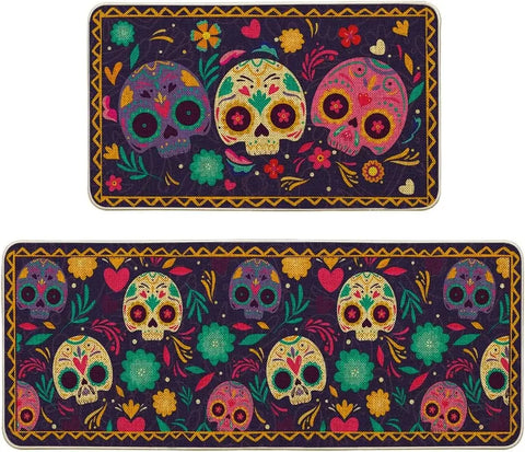 Navak Teppich Mexiko Tag der Toten Küchenmatte Home Eingang Fußmatte Dekor Dia De Los Muertos Flur Balkon Läufer Teppiche Halloween Dekor