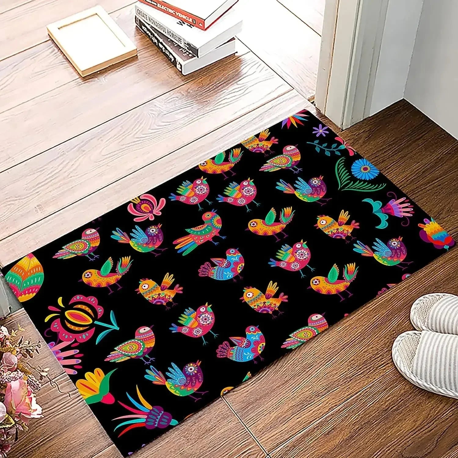 Navak Carpet Küchenteppiche im mexikanischen Blumenstil, Willkommensmatte, Fußmatte, Eingangstürmatte, rutschfeste Fußmatte, Waschraum-Bodenmatte