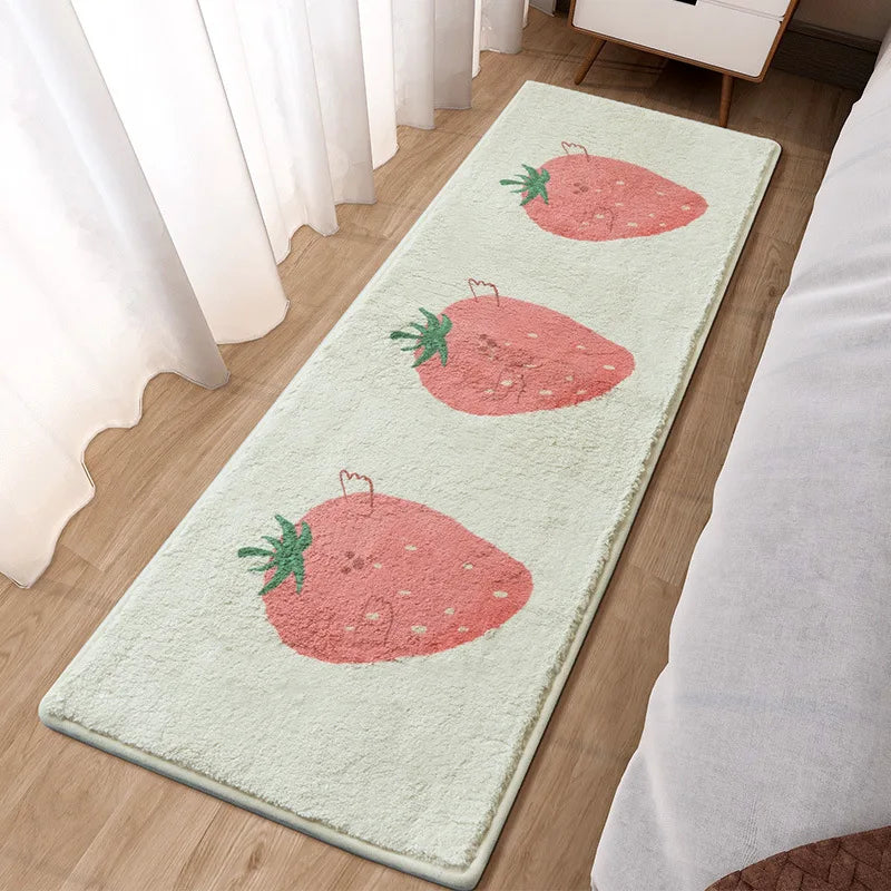 Navak Teppich, Cartoon-Muster, Kunstlammwolle, Schlafzimmer-Nachtvorleger, schönes Kaninchen, rosa Bettbereich, weich, keine eisigen Füße, für Mädchen, Kinder, Schlafzimmer