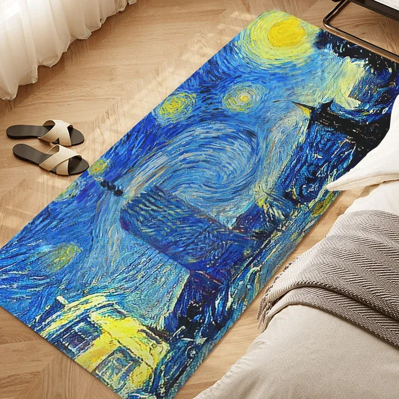 Navak Teppich Schlafzimmerteppich D-Van D-Gogh Kunstteppich für Küche Wohnzimmer Bad Flur Fußmatte Rutschfeste individuelle Fußmatte Eingangstür