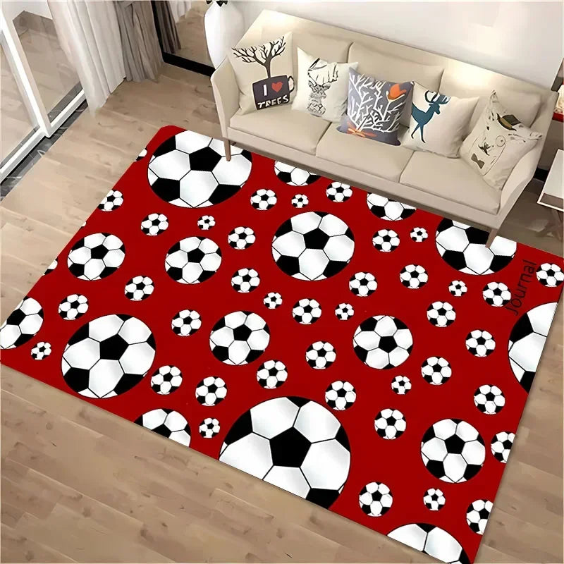 Navak Teppich, Ballsport-Thementeppich, Cartoon-Fußball-Bodenmatte für Kinderzimmer, Schlafzimmer-Dekoration, Fußball, große Flächenteppiche, Zuhause, Wohnzimmer, Flurteppich