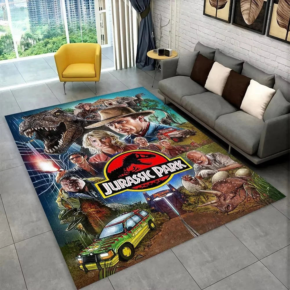 Navak Carpet 3D J-Jurassic Park Dinosaurier-Teppich, großer Teppich, Schlafzimmer, Kinderspielzimmer, Bodenmatte, rutschfest, Wohnzimmer-Dekor, lustiger Sofa-Akzent