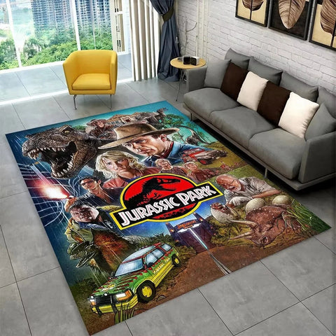 Navak Carpet 3D J-Jurassic Park Dinosaurier-Teppich, großer Teppich, Schlafzimmer, Kinderspielzimmer, Bodenmatte, rutschfest, Wohnzimmer-Dekor, lustiger Sofa-Akzent