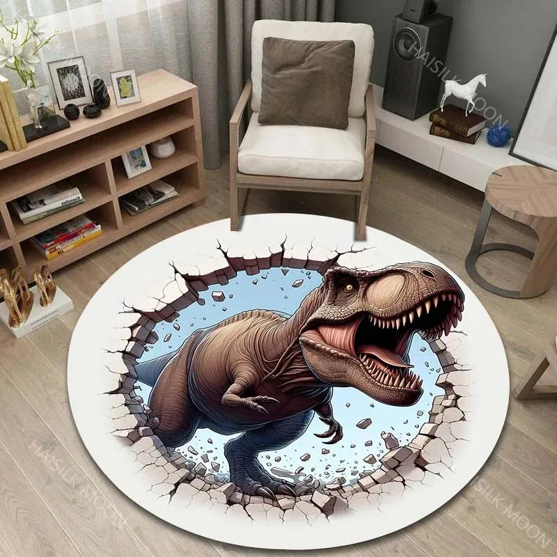 Navak Teppich, 3D-Dinosaurier-Druck, runde Teppiche für den Schlafzimmerbereich, Fußmatten für Kinderzimmer, Badematte, Teppich, Wohnzimmer, Heimdekoration für Geschenke