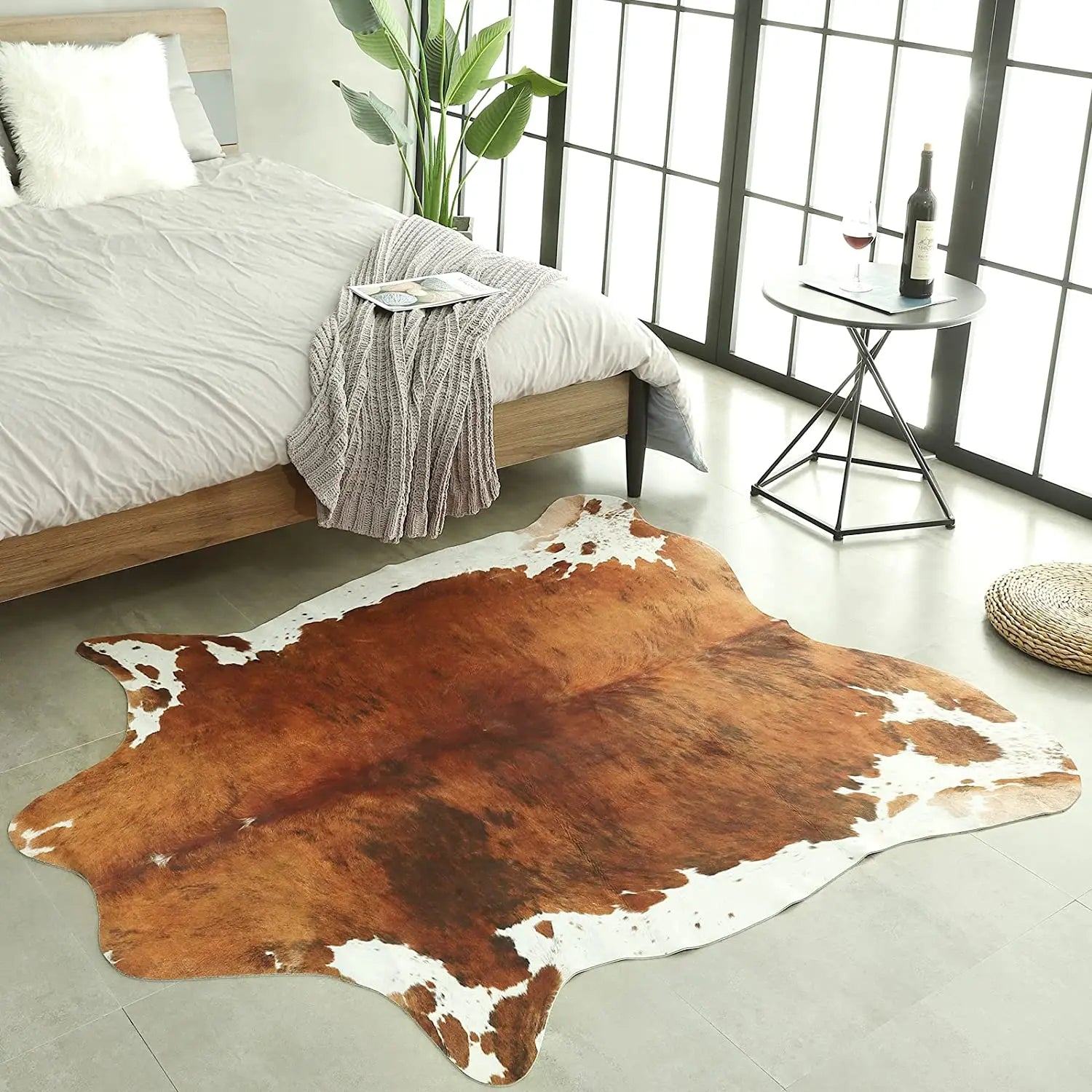 Navak Teppich im amerikanischen Stil mit Tiermuster, Kunstfell-Rindslederteppich, Schlafzimmerteppich, Zimmerteppich für Wohnzimmerteppiche, Hausdekoration, Fußmatten