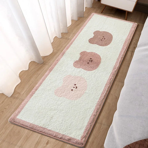 Navak Teppich, Cartoon-Muster, Kunstlammwolle, Schlafzimmer-Nachtvorleger, schönes Kaninchen, rosa Bettbereich, weich, keine eisigen Füße, für Mädchen, Kinder, Schlafzimmer