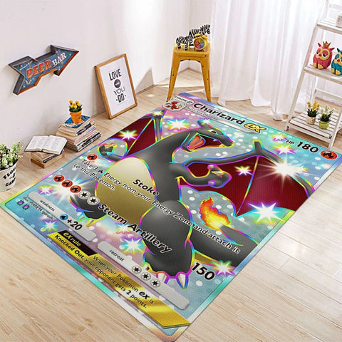 Navak Carpet Daily Picks Pikachu Charizard Gengar Kartenspiel-Thementeppich für Schlafzimmer, Bodenmatte, Wohnzimmer, E-Sportzone, stilvolles Dekor, Willkommensteppich
