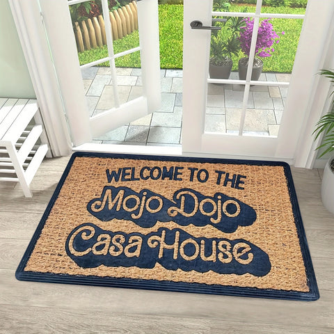 Navak Carpet 1 Stück Polyester-Fußmatte, Willkommen im Mojo Dojo Casa House, rechteckige Eingangsmatte, maschinenwaschbar, für Schlafzimmer und Wohnzimmer
