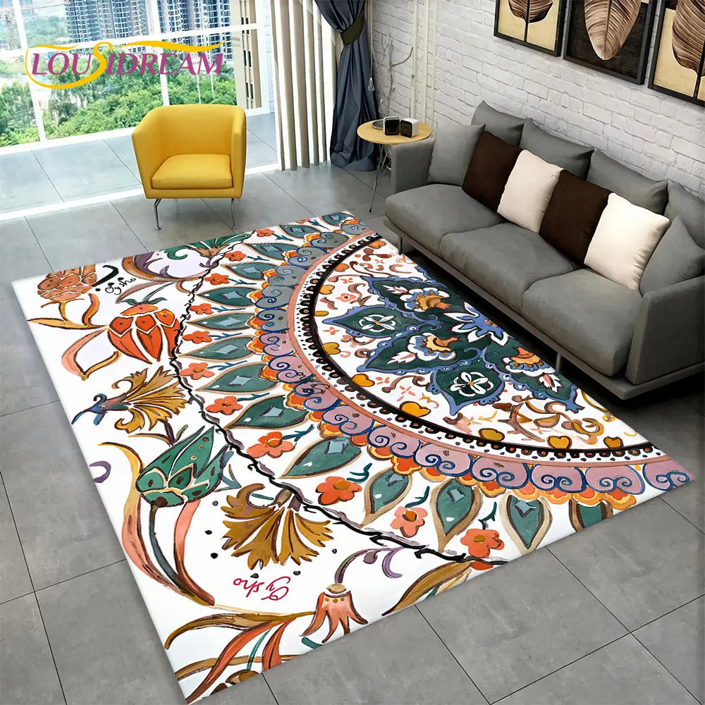 Navak Carpet Bohemia Mandala Geometrischer Teppich, Teppich für Zuhause, Wohnzimmer, Schlafzimmer, Sofa, Fußmatte, Küchendekor, rutschfeste Fußmatten für Kinder