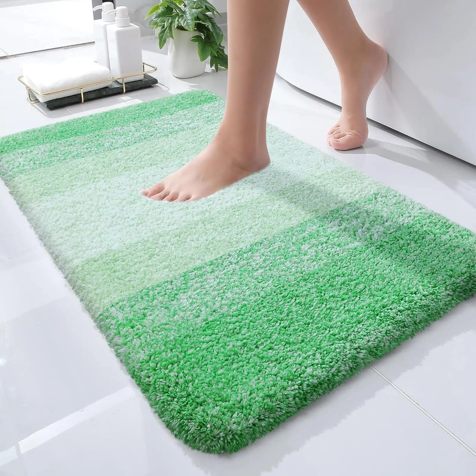 Navak Carpet Kitinjoy Badezimmerteppich, extra weich, saugfähig, Mikrofaser, rutschfest, Plüsch, zottelig, maschinenwaschbar, Badezimmerteppich