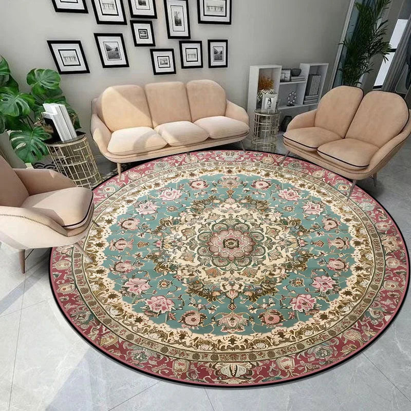 Navak Carpet Exclusive Picks Retro Bohemian Round Carpets Living Room Luxury Sofa Area Chair Non-Slip Soft Floor Mat Bedroom Decor Crystal Velvet