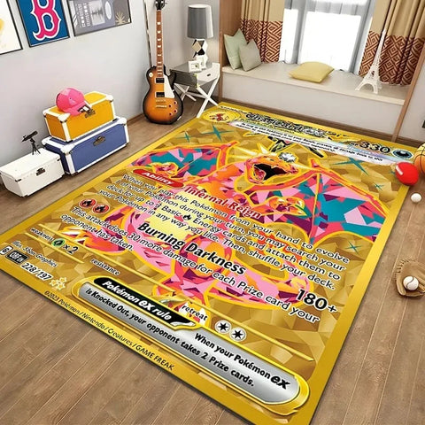 Navak Carpet Daily Picks Disney Japanischer Anime-Muster-Teppich, Pokemon-Karte für Schlafzimmer, Wohnzimmer, Anime-Teppiche für Mädchenzimmer, Bodenmatte, Heimdekoration
