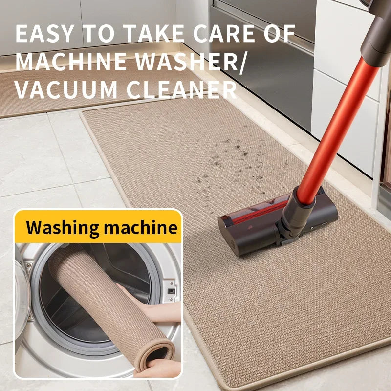 Navak Carpet Leinen-Küchenteppich, absorbiert Wasser und Öl, rutschfest und verschleißfest, lange Bodenmatte, nicht waschbar, abwischbarer Teppich, schmutzabweisend