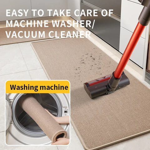 Navak Carpet Leinen-Küchenteppich, absorbiert Wasser und Öl, rutschfest und verschleißfest, lange Bodenmatte, nicht waschbar, abwischbarer Teppich, schmutzabweisend