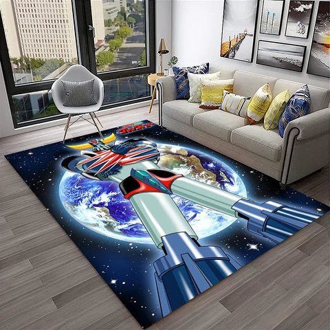 Navak Teppich, 3D-Cartoon-UFO-Roboter Grendizer, Anime-Teppich für Zuhause, Wohnzimmer, Schlafzimmer, Sofa, Fußmatte, Dekor, Kinderbereich, rutschfeste Bodenmatte