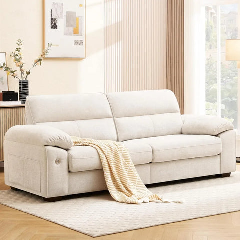 Navak Carpet 92" Modernes Sofa für das Wohnzimmer, tiefe Sitzfläche aus Chenille mit Schnellladeanschluss und abnehmbaren, waschbaren Kissen, Kissen-Armlehne