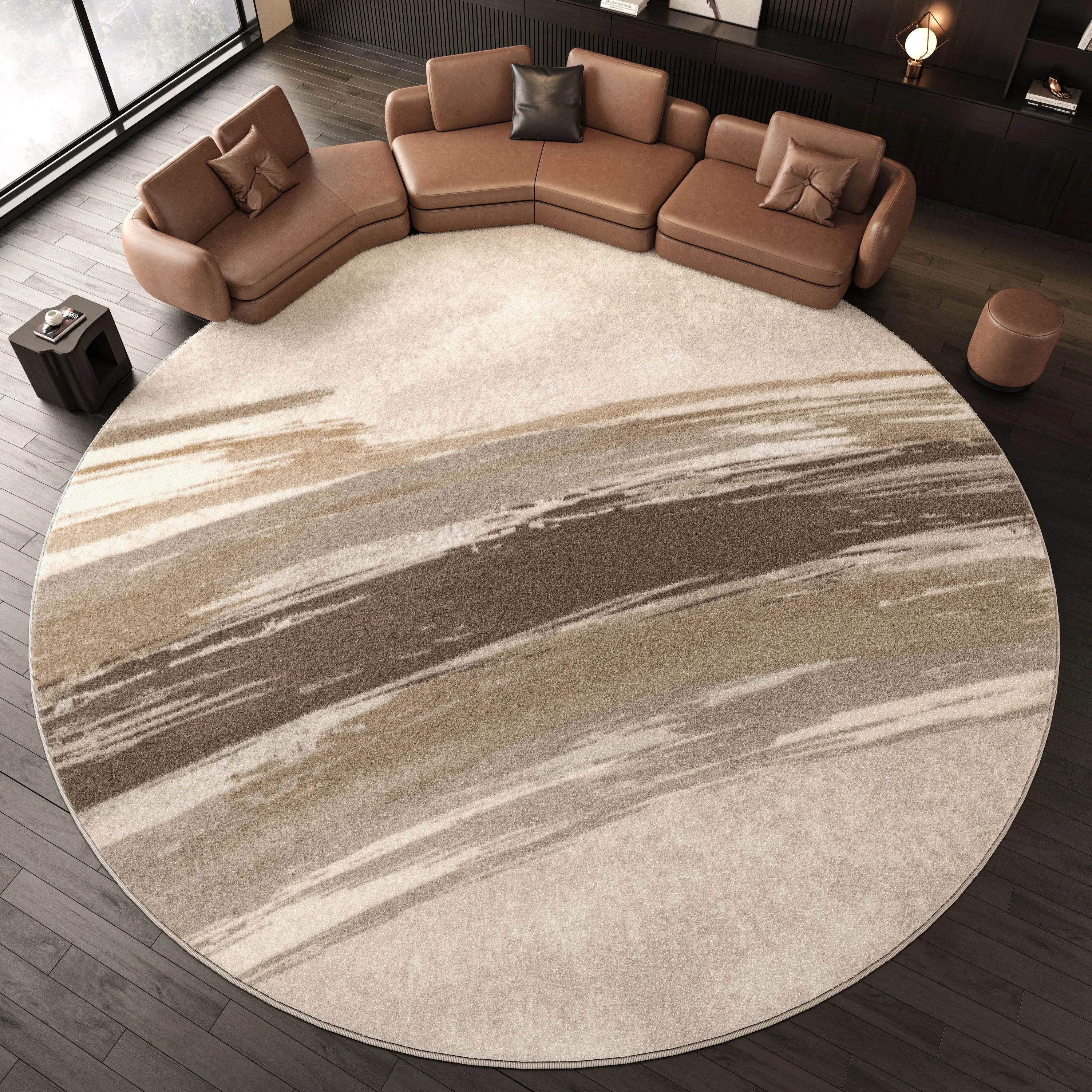Navak Carpet Nordic Style Living Room Decoration Round Carpet Light Luxury Rugs for Bedroom Thicken Plush Floor Mat Fluffy Soft Cloakroom Rug