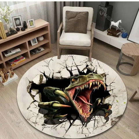 Navak Teppich, 3D-Dinosaurier-Druck, runde Teppiche für den Schlafzimmerbereich, Fußmatten für Kinderzimmer, Badematte, Teppich, Wohnzimmer, Heimdekoration für Geschenke