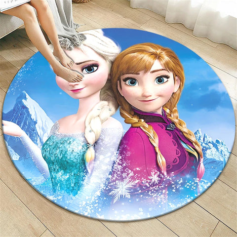 Navak Teppich Prinzessin Elsa Cartoon Print Runder Teppich, Schlafzimmer Dekorativer Teppich, Wohnzimmer Badezimmer Picknick Camping Eingang Rutschfeste Matte