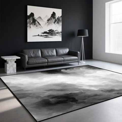 Navak Carpet Modern Ink Wash Carpet for Living Room Black White Decoration Home Sofa Large Area Rugs Bedroom Study Washable Non-slip Foot Mat