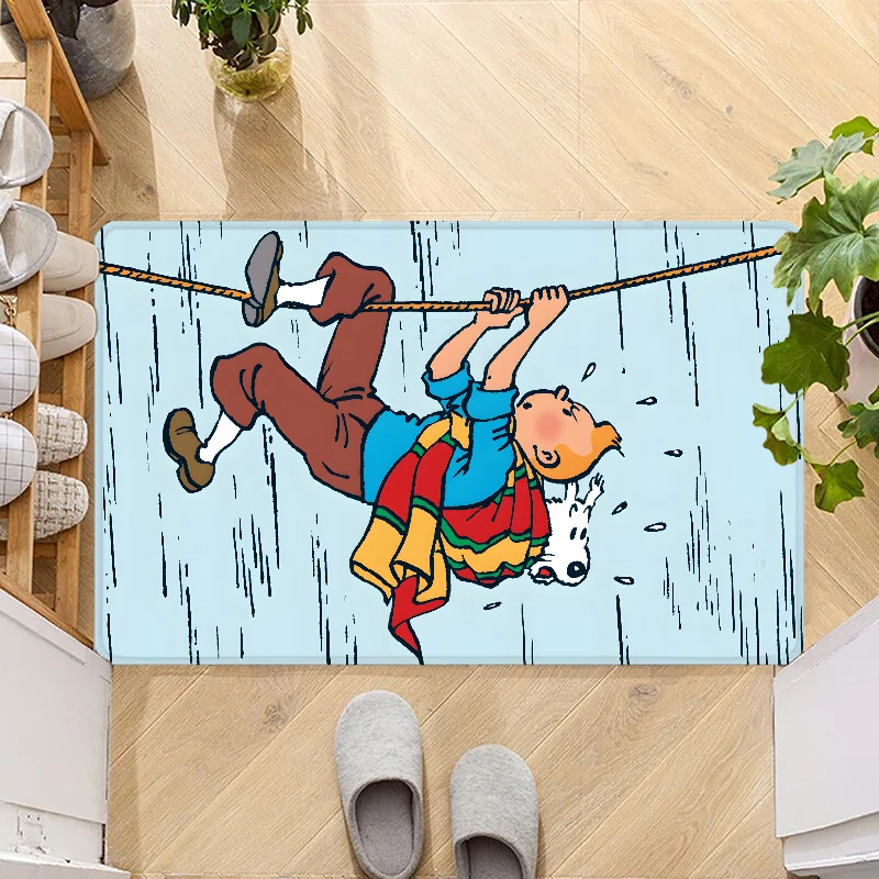 Navak Carpet Fußmatte mit dem Motiv „Die Abenteuer von Tim und Struppi“, rutschfest, waschbar, für Küche, Flur, Badezimmer, Badematten
