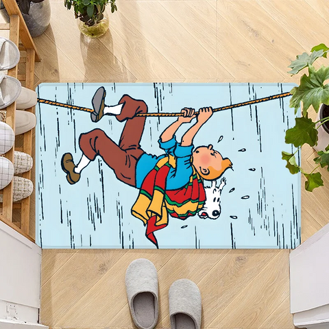 Navak Carpet Fußmatte mit dem Motiv „Die Abenteuer von Tim und Struppi“, rutschfest, waschbar, für Küche, Flur, Badezimmer, Badematten