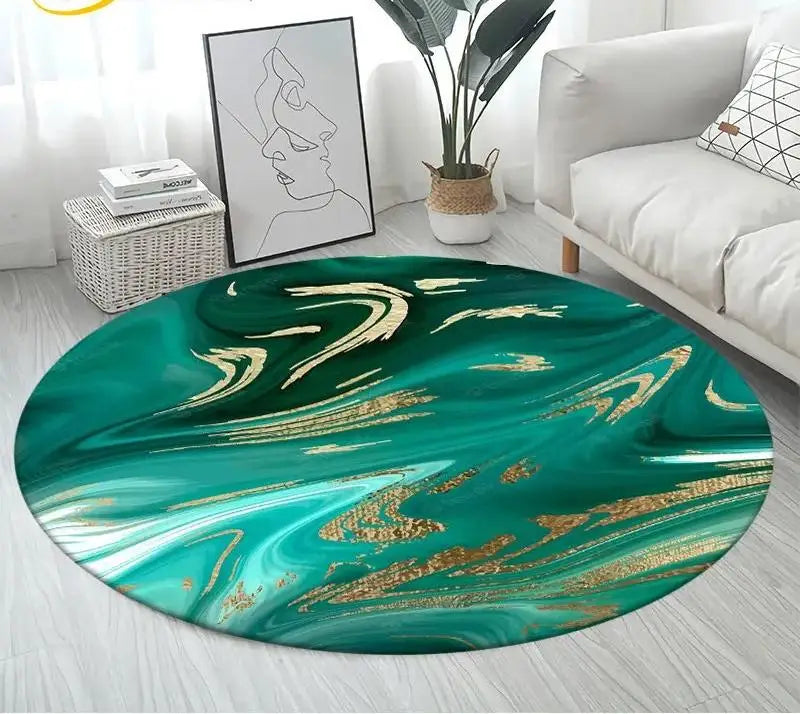 Navak Carpet Nordic Colour Green Gold White Marble Round Carpet Balcony Floor Mat Bathroom Living Room Home Yoga Coffee Mats Home Decor Rug