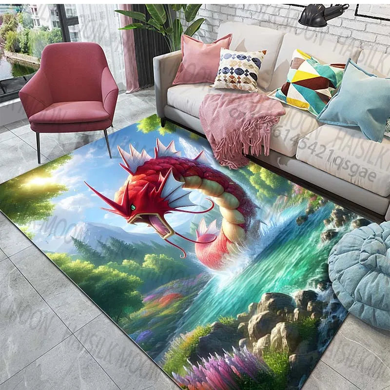 Navak Carpet 1PC Pokémon Gyarados Print Carpet Rug for Living Room Bedroom Sofa Decor Kids Play Home Area Rug Non-slip Mat Game Room Rugs