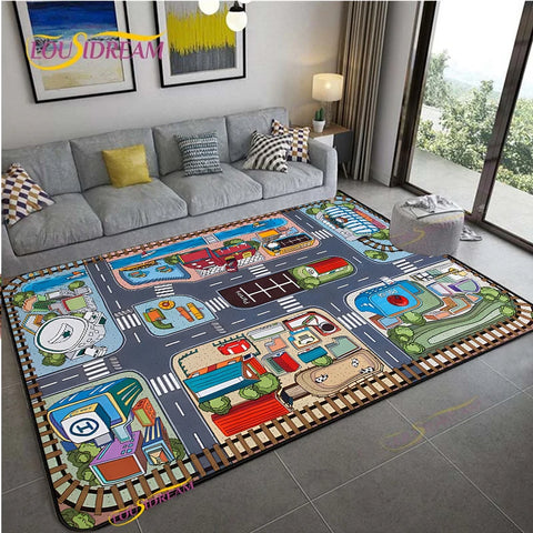 Navak Teppich Alfombra Straßenverkehrsroutenkarte Teppich Wohnzimmer Sofa Couchtisch Schlafzimmer Teppiche Küche Kinderspiel Anti-Rutsch-Bodenmatte Wohnkultur