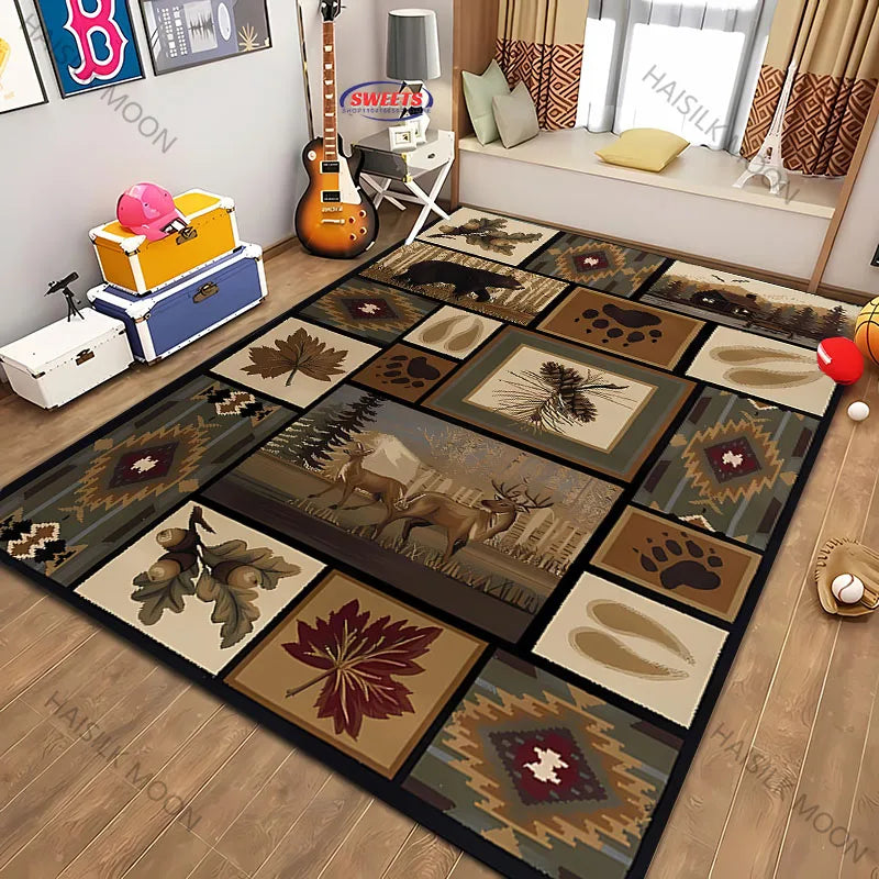 Navak Carpet Teppich im amerikanischen Landhausstil im Retro-Stil mit Tiermuster für moderne Heimdekoration, schmutzabweisend, rutschfeste Spielmatte für Kinder als Geschenk