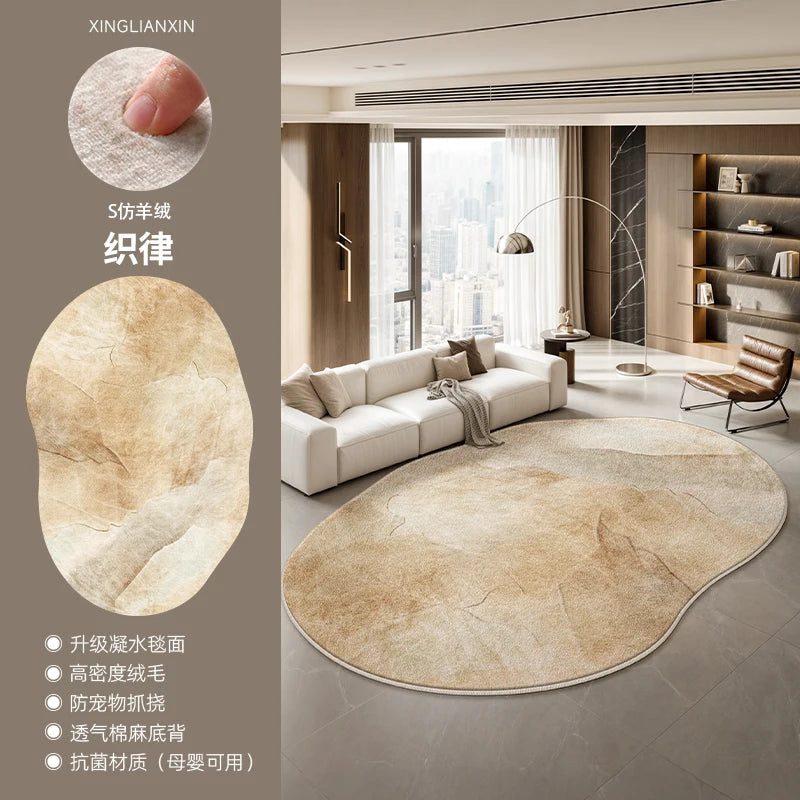 Navak Teppich, leichter Luxus-Schlafzimmer-Dekor, Marmor-Teppich, unregelmäßig geformte Teppiche für Wohnzimmer, flauschiger, weicher Plüsch-Teppich, rutschfeste Bodenmatte