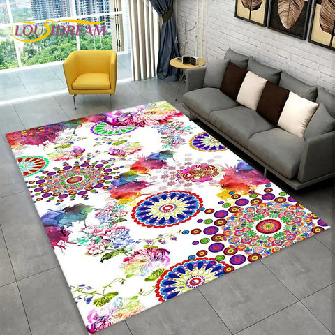 Navak Carpet Bohemia Mandala Geometrischer Teppich, Teppich für Zuhause, Wohnzimmer, Schlafzimmer, Sofa, Fußmatte, Küchendekor, rutschfeste Fußmatten für Kinder