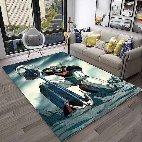 Navak Teppich, 3D-Cartoon-UFO-Roboter Grendizer, Anime-Teppich für Zuhause, Wohnzimmer, Schlafzimmer, Sofa, Fußmatte, Dekor, Kinderbereich, rutschfeste Bodenmatte
