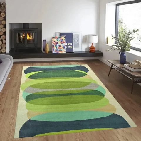 Navak Carpet – Geometrischer Teppich in kräftigem Gelb und Schwarz – Modernes Wohnzimmerdekor im Mid-Century-Stil | Skandinavisch inspirierter abstrakter Teppich für stilvolle Häuser