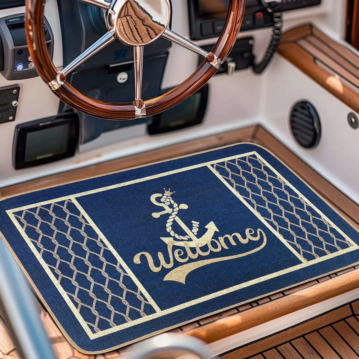 Navak Carpet SHIYUE Fußmatte für Boote, Willkommen an Bord, Matten, nautischer Küstenteppich für den Außenbereich, Heimboote, Eingangsseil, vorne, innen, außen, Eingang