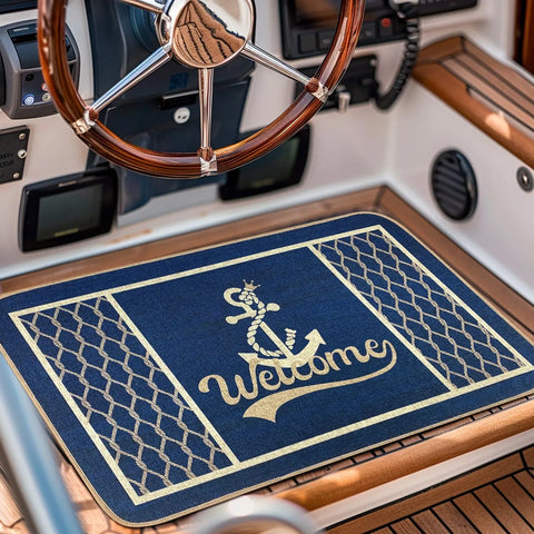Navak Carpet SHIYUE Fußmatte für Boote, Willkommen an Bord, Matten, nautischer Küstenteppich für den Außenbereich, Heimboote, Eingangsseil, vorne, innen, außen, Eingang