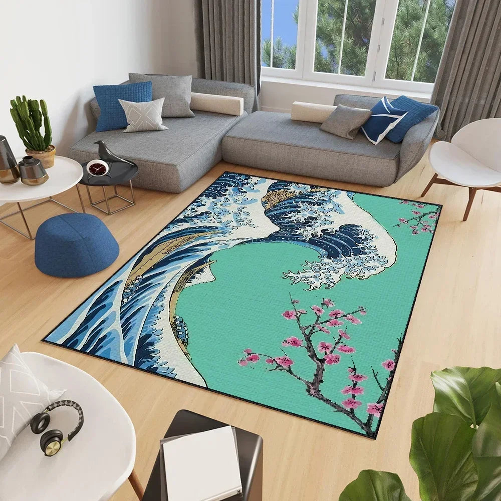 Navak Teppich kleine Welle Japan Teppich Anti-Rutsch Tolle Küche Kanagawa Schlafzimmer Handgefertigter getufteter Teppich Teppich des Wohnzimmereingangs